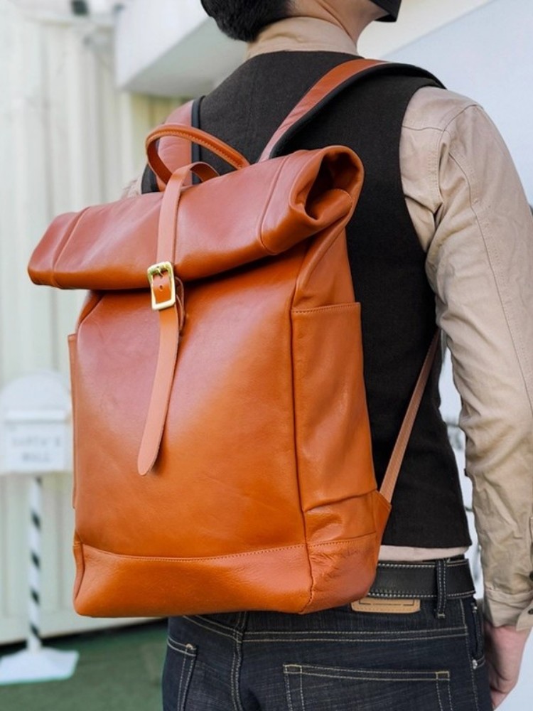 Large Capacity Mens Genuine Le - Leather Backpack Vintage avis et prix