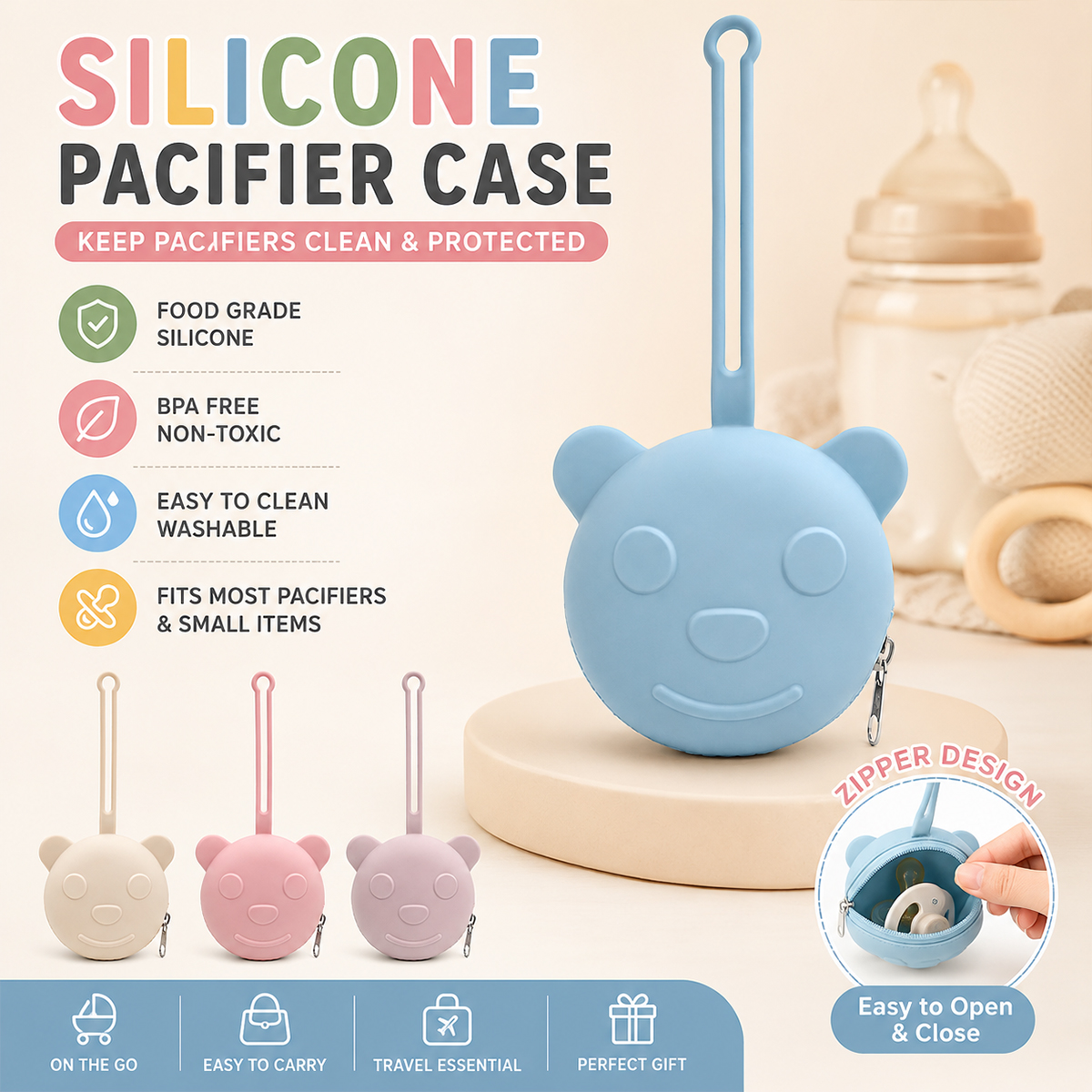 Portable silicone pacifier bag - Backpack Diaper Bag avis et prix