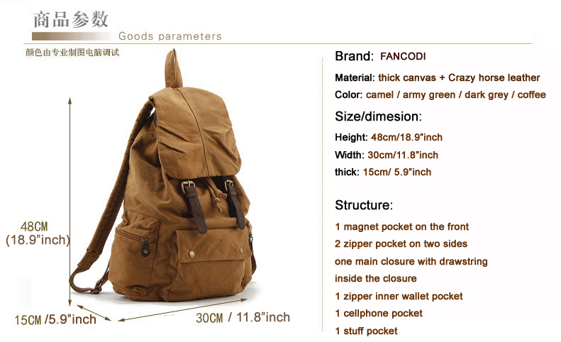 Fashion New Military Canvas Ba - Rucksack Military Style avis et prix