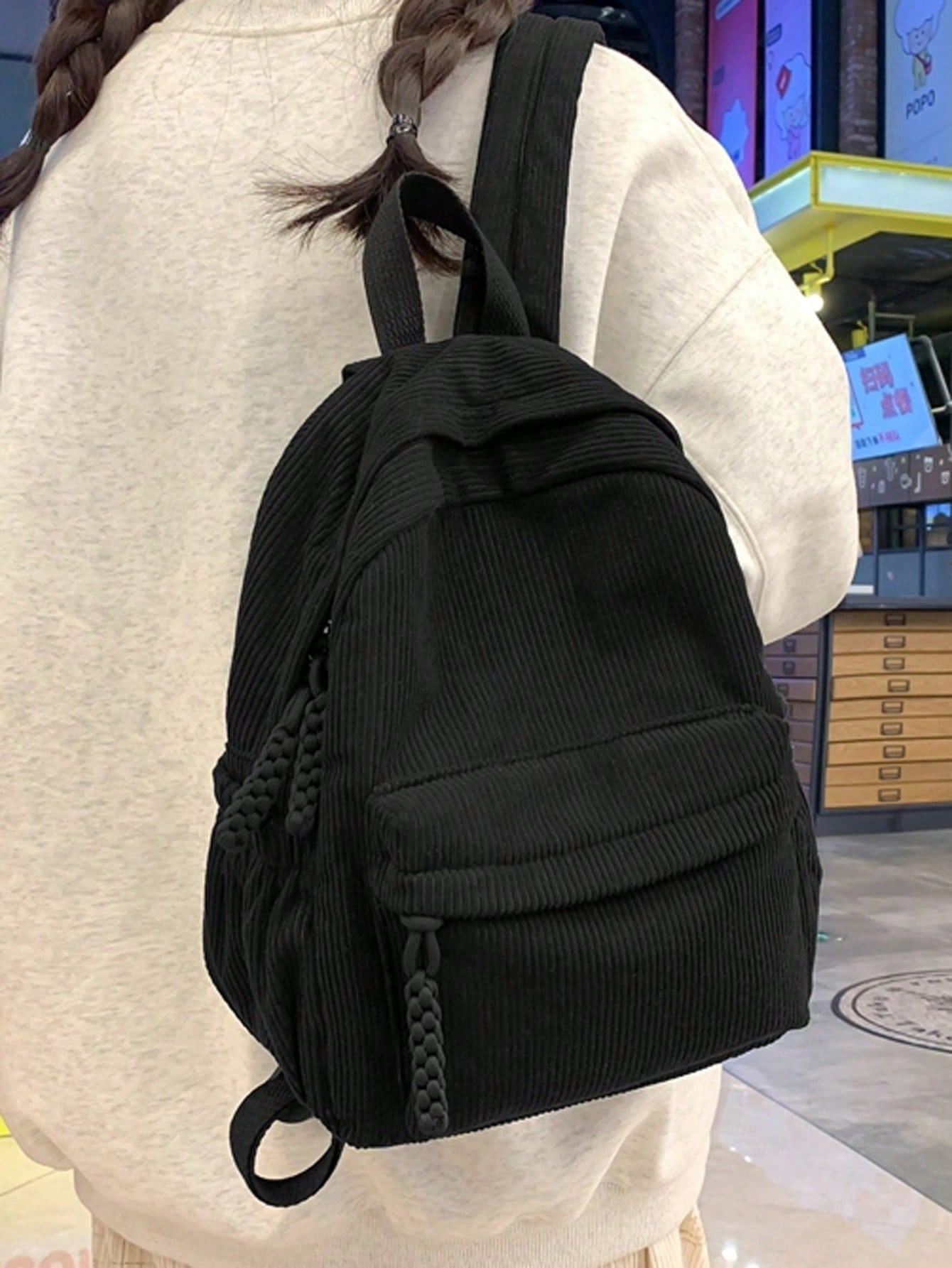 Solid Color Corduroy Fabric Fa - Fashion Backpack Women avis et prix