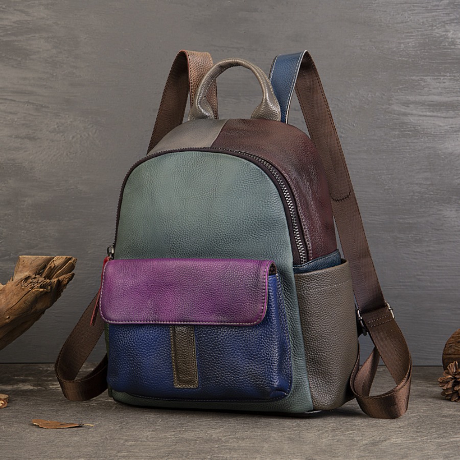 【New Arrival】 Vintage Color Bl - Leather Backpack Vintage avis et prix