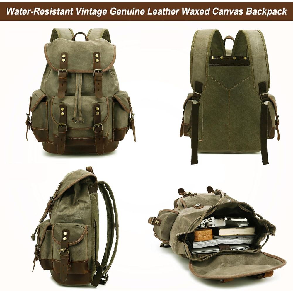 Vintage Canvas Leather Backpac - Leather Backpack Vintage avis et prix