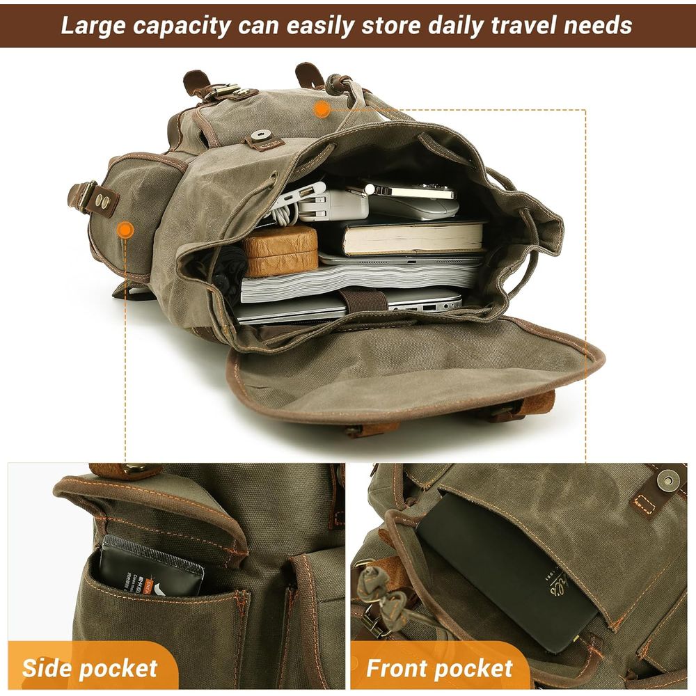 Vintage Canvas Leather Backpac - Leather Backpack Vintage avis et prix