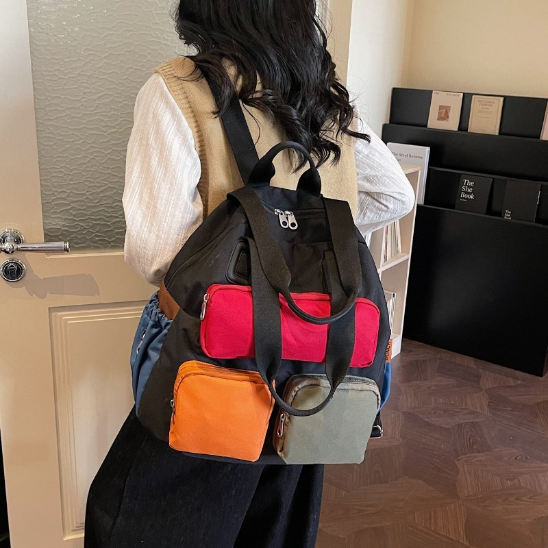 Multi-pocket Checkered Youth B - Canvas Backpack Casual avis et prix