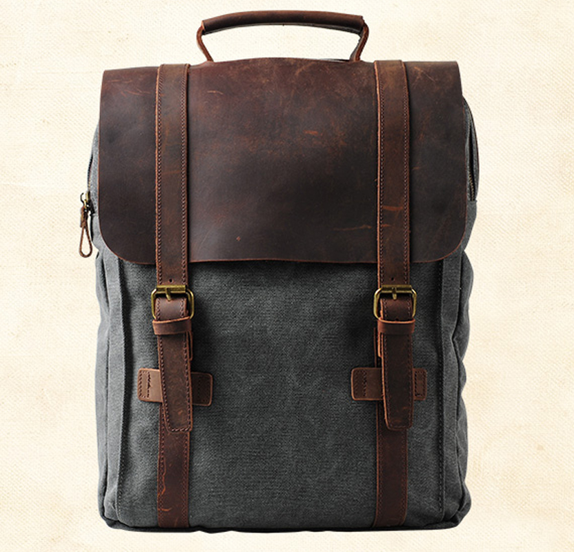 Fashion Male Backpack Leather  - Rucksack Military Style avis et prix