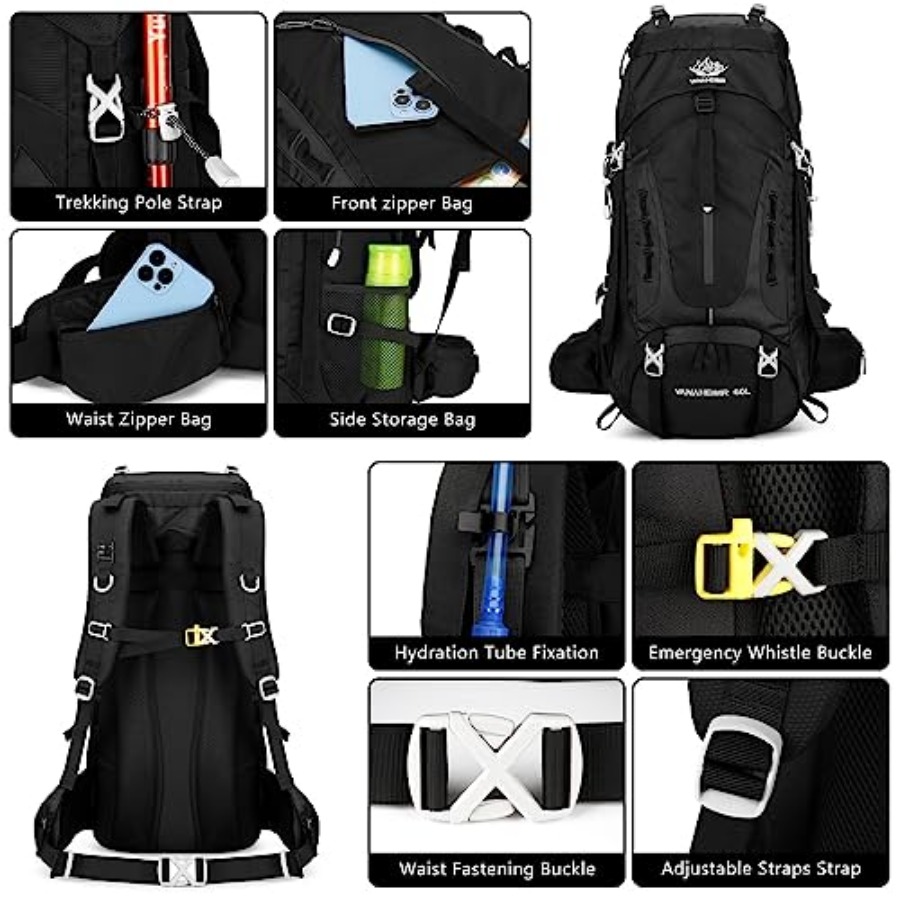 50L Hiking Backpack Men Campin - Rain Cover Backpack avis et prix
