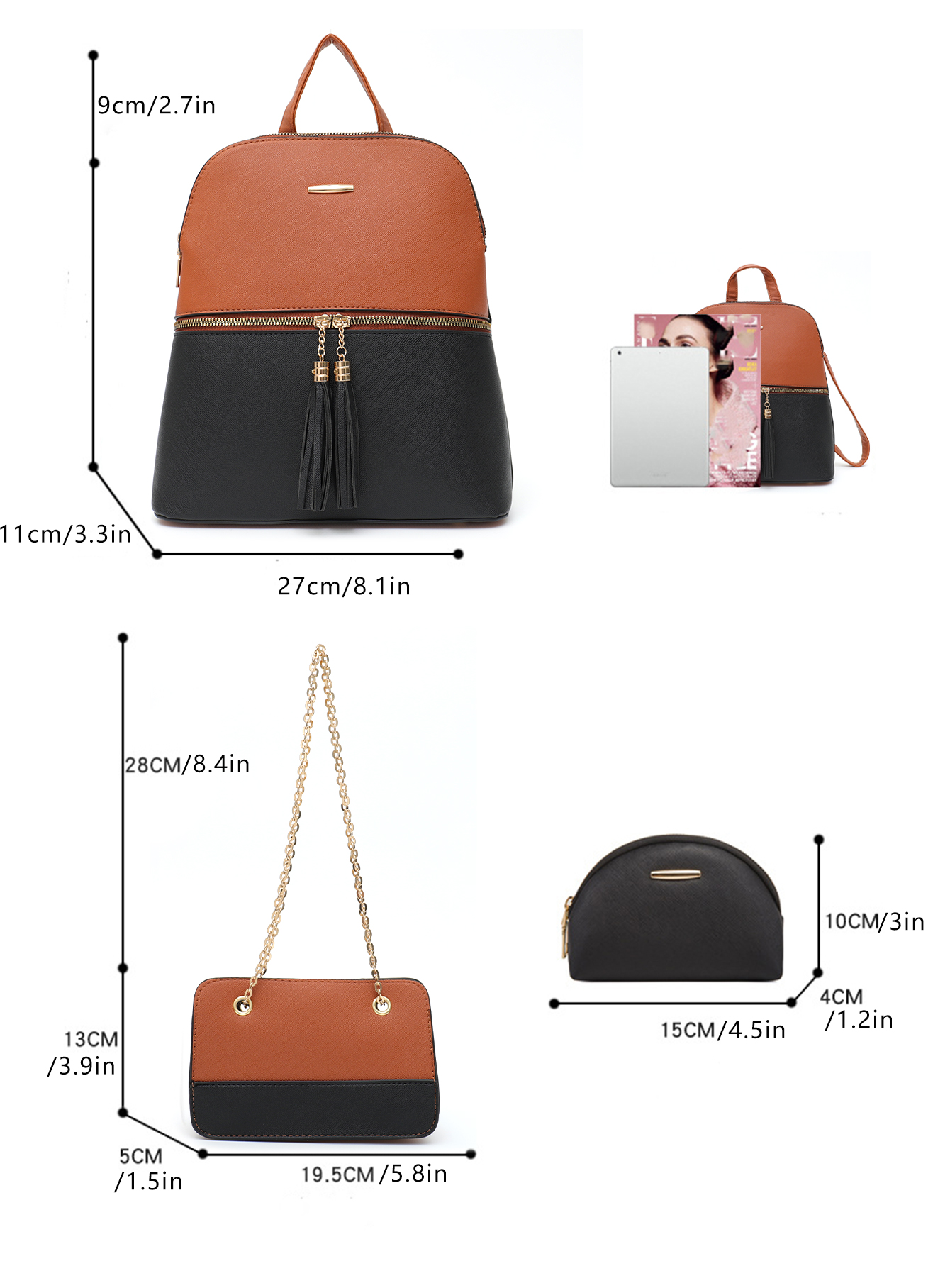 4 PCS Bags Set Women's Fashion - Mini Backpack Purse avis et prix