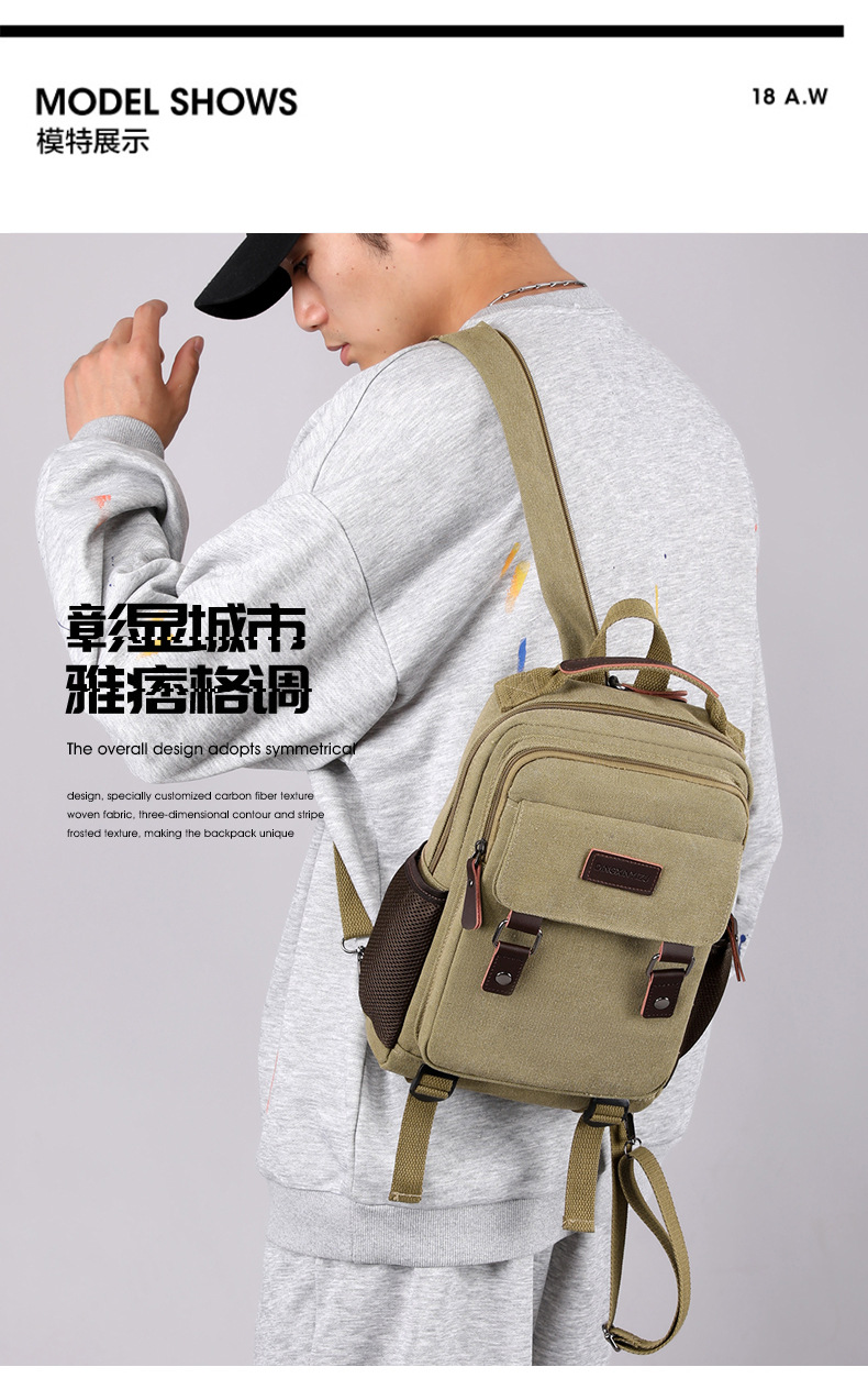 New Canvas Chest Bag Men Large - Canvas Backpack Casual avis et prix
