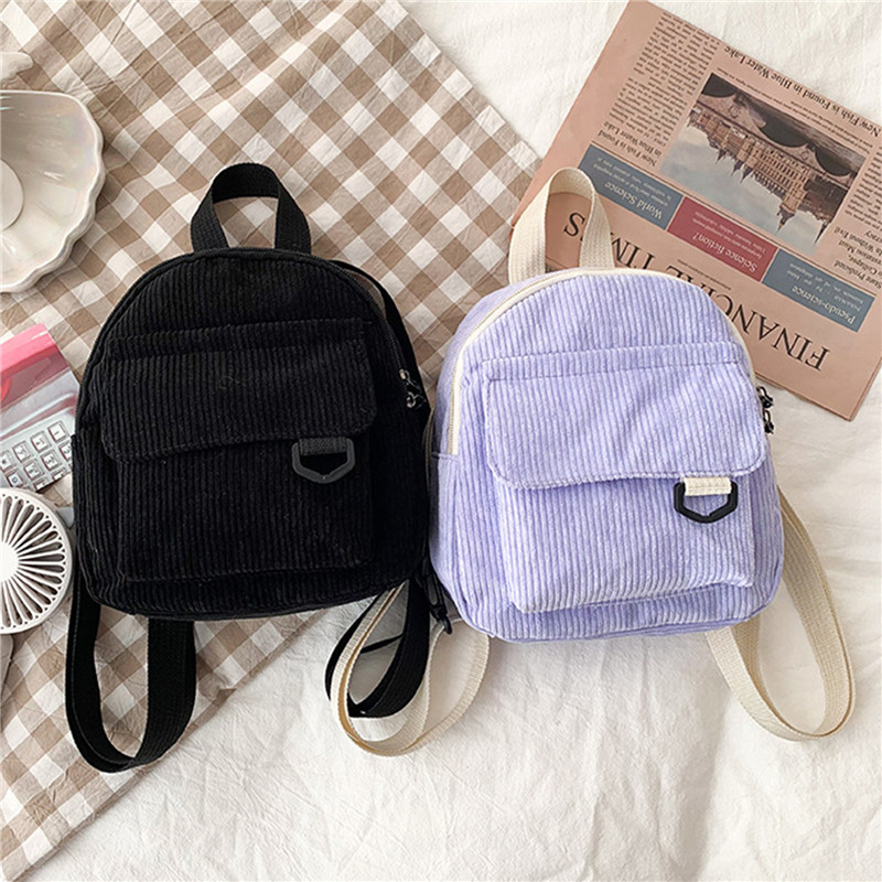 Solid Color Mini Backpack Cord - Fashion Backpack Women avis et prix