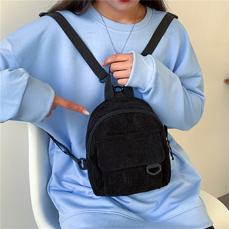 Solid Color Mini Backpack Cord - Fashion Backpack Women avis et prix