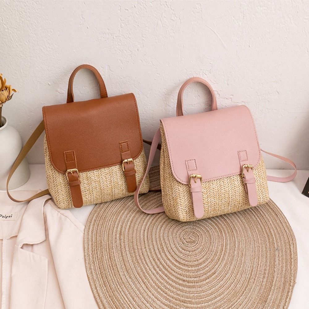 Fashion PU Leather Straw Backp - Leather Backpack Vintage avis et prix